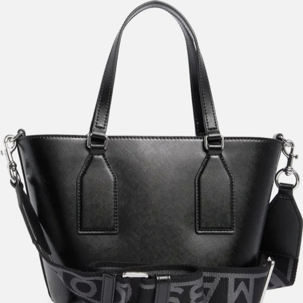 Marc Jacobs Black Saffiano Leather Tote with Logo Strap